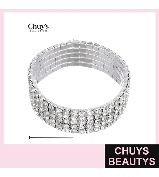 Pulseras Plateadas con Brillos