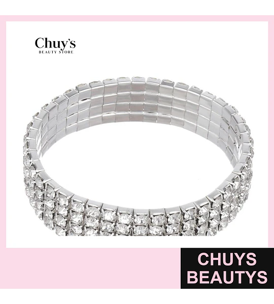 Pulseras Plateadas con Brillos