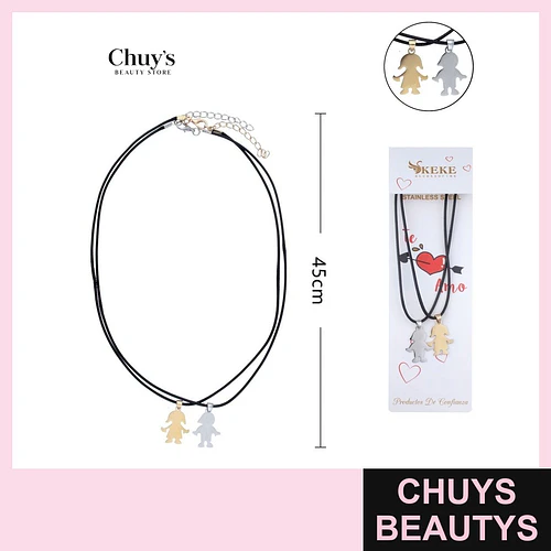 Collar parejas acero inoxidable y cordón - Chuys Beautys | Chuys Beautys