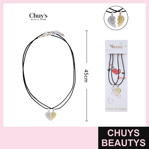 Collar Parejas Acero Inoxidable y Cordon - Chuys Beautys | Chuys Beautys