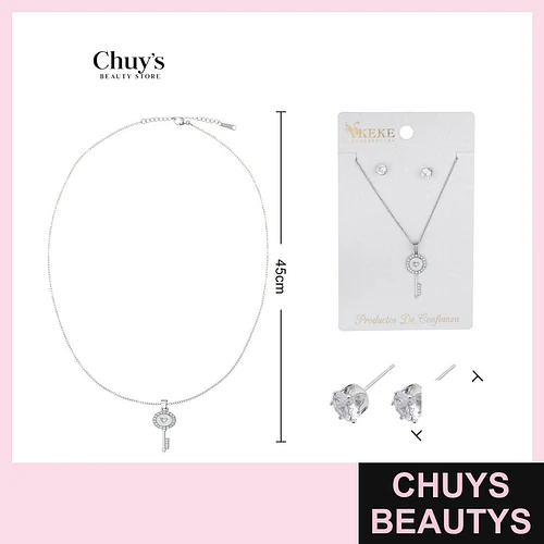 Collar con Pendientes Aleación Acero Inoxidable y Circonita - Chuys Beautys | Chuys Beautys