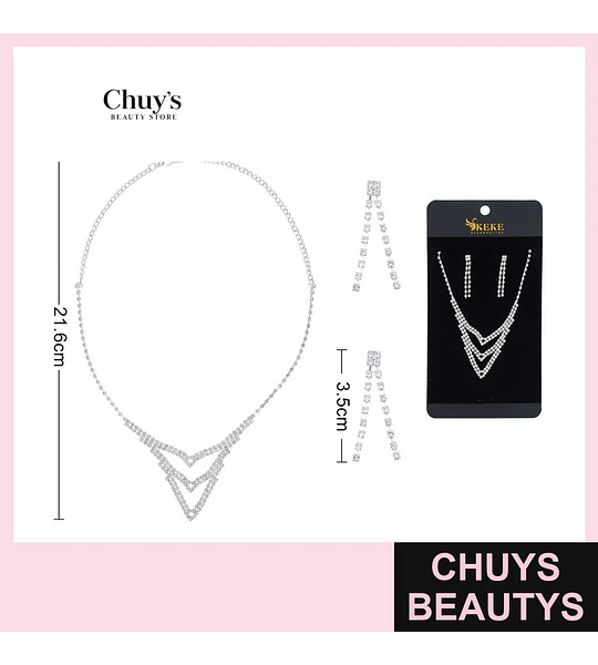 Collar y aretes con piedrería