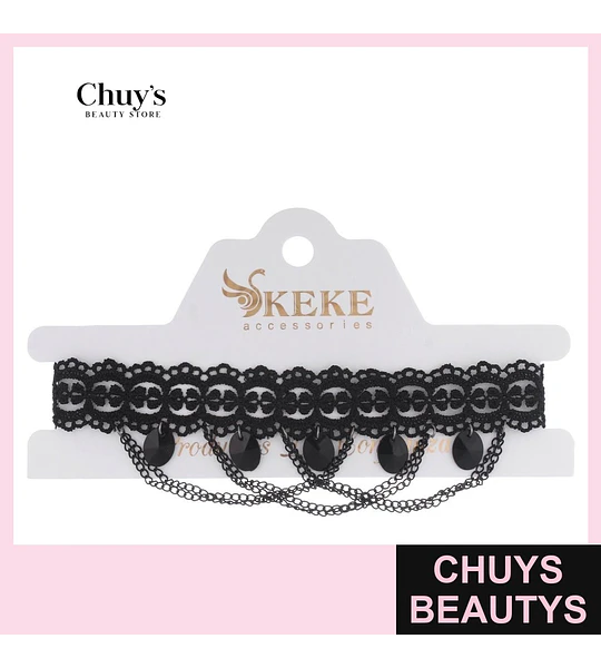 Choker de encaje negro con detalles