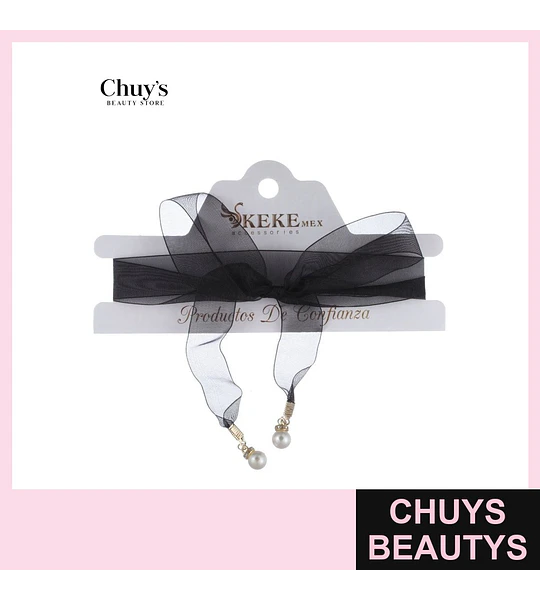 Choker con Lazo de Tul y Perlas