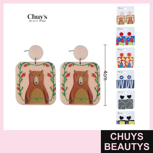Pendientes acrilicos con diseño divertido - Chuys Beautys | Chuys Beautys