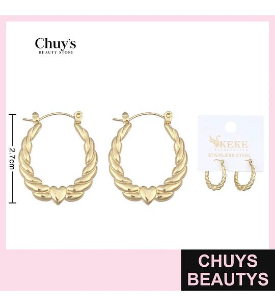 Pendientes acero inoxidable 2-3cm