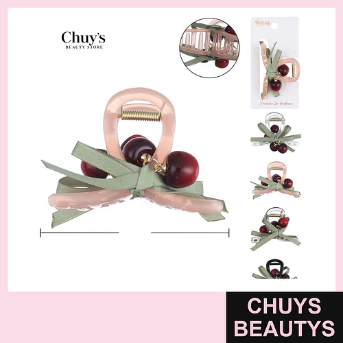 Ganchetas Plástica Lazo Cereza 8cm - Chuys Beautys | Chuys Beautys