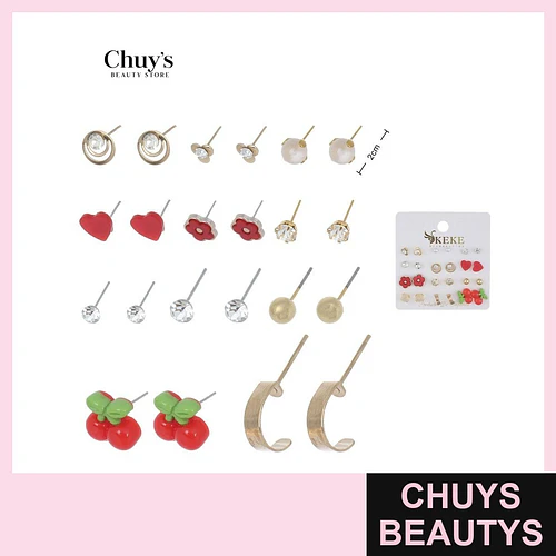 Set de Pendientes Surtidos 12 Pcs - Chuys Beautys | Chuys Beautys