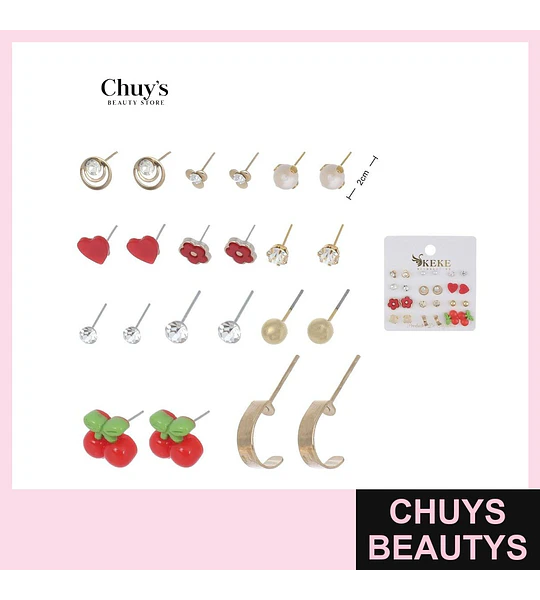 Set de Pendientes Surtidos 12 Pcs