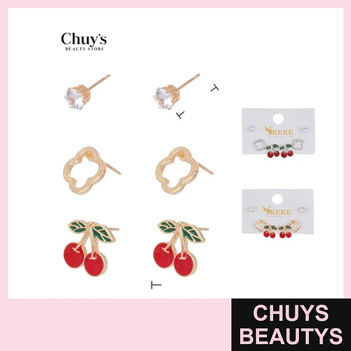Set 3 Pendientes Aros de Cerezas - Chuys Beautys | Chuys Beautys