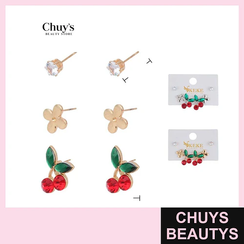 Set 3 Pendientes Aros de Cerezas - Chuys Beautys | Chuys Beautys