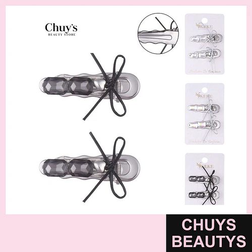 Pinches con brillo y lazo - Chuys Beautys | Chuys Beautys