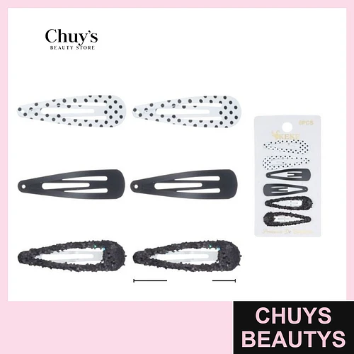 Pinches blanco y negro 6 piezas 6cm - Chuys Beautys | Chuys Beautys