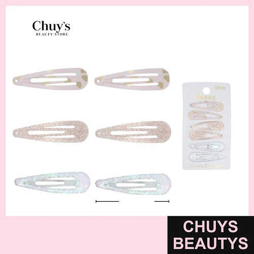 Pinches con purpurina y estampados 6 piezas - Chuys Beautys | Chuys Beautys