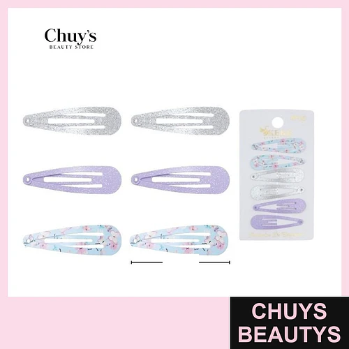Pinches con purpurina y estampados 6pcs 6cm - Chuys Beautys | Chuys Beautys