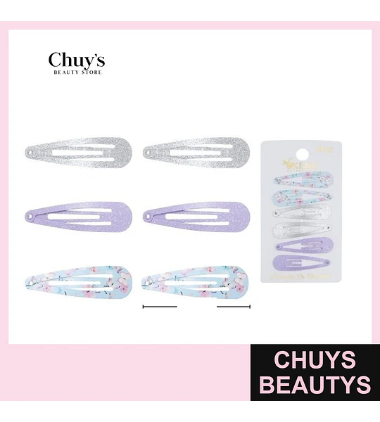 Pinches con purpurina y estampados 6pcs 6cm