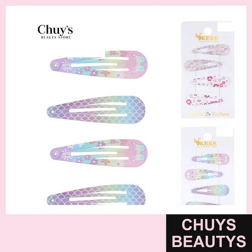 Pinches estampados 4 piezas - Chuys Beautys | Chuys Beautys