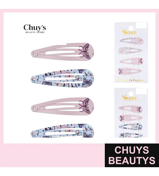 Pinches estampados 4 piezas 5 cm