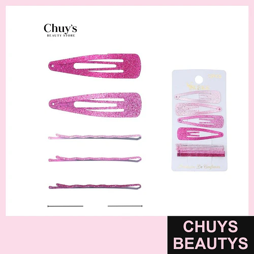 Pinches con purpurina rosa 12pcs 6cm - Chuys Beautys | Chuys Beautys