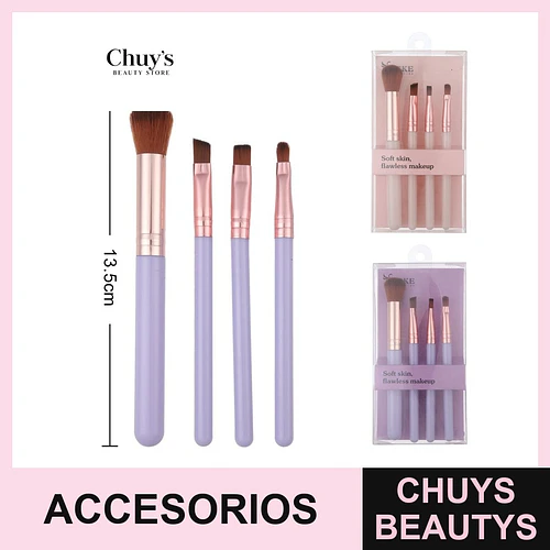 Set de Brochas de Maquillaje 4Pcs 13cm - Chuys Beautys | Chuys Beautys