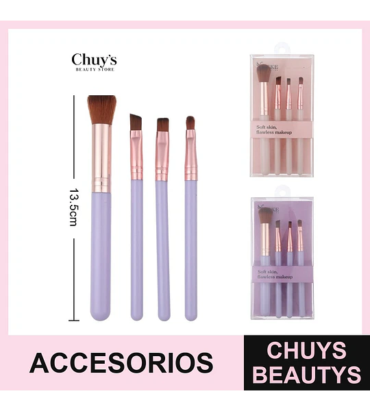 Set de Brochas de Maquillaje 4Pcs 13cm