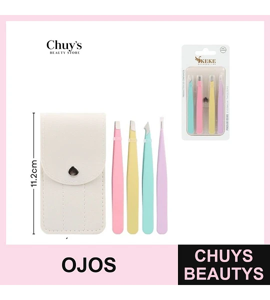 Pinza de cejas acero inoxidable 4 piezas