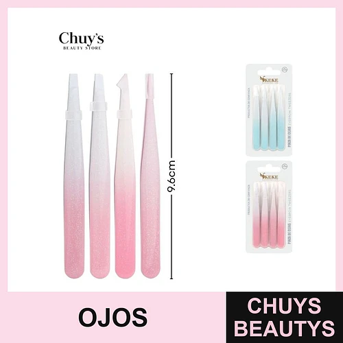 Pinza de cejas acero inoxidable 4 piezas - Chuys Beautys | Chuys Beautys
