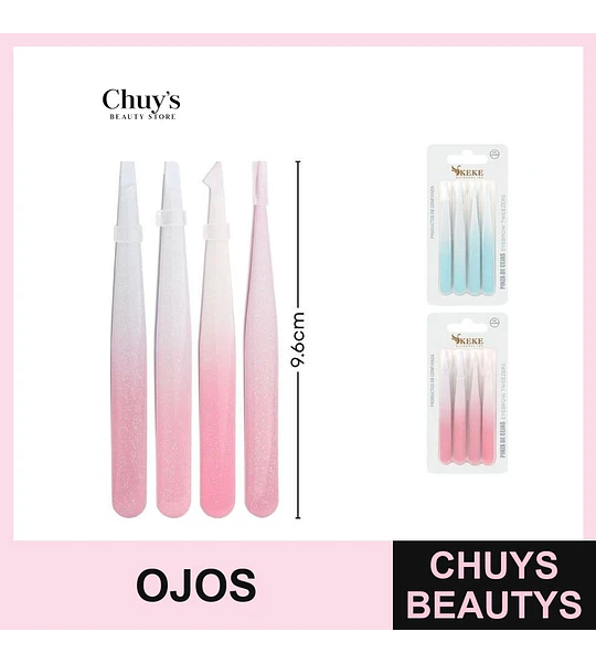 Pinza de cejas acero inoxidable 4 piezas