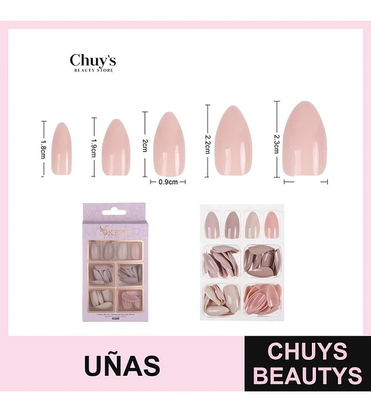 Uñas Postizas Unicolor 96 Piezas
