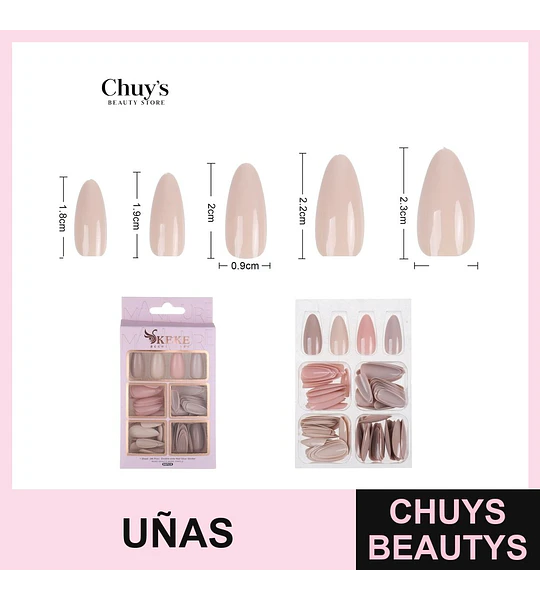 Uñas Postizas Unicolor 96 Piezas