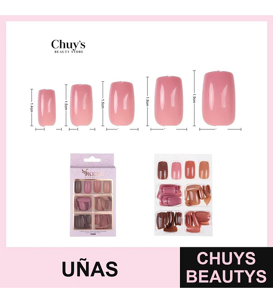 Uñas Postizas Unicolor 96 Piezas
