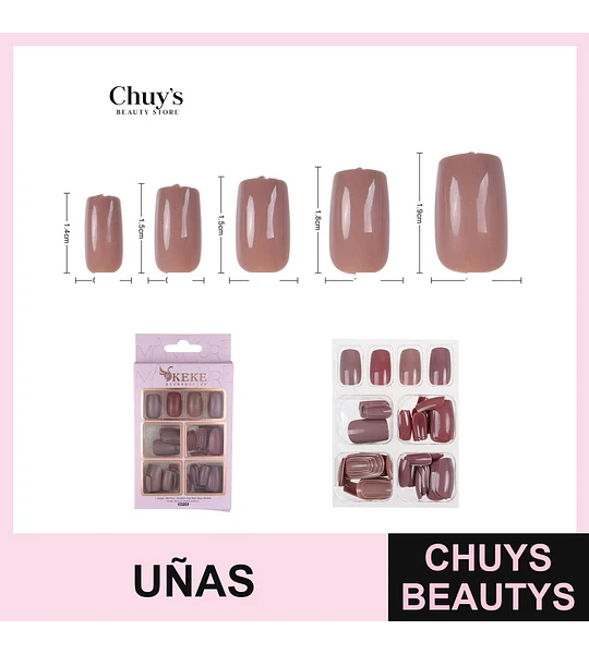 Uñas Postizas Unicolor 96 Piezas