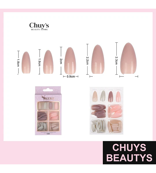 Unas Unicolor 96pcs