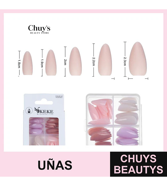 Uñas Tips de Colores 96 Piezas 7x7.5x1.8cm