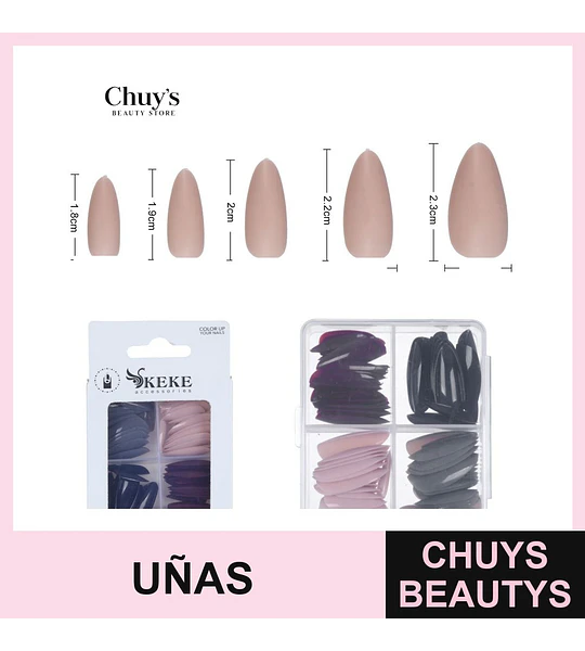 Uñas Tips de Colores 96 Piezas
