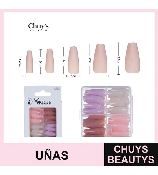 Uñas Tips de Colores 96 Piezas