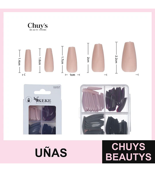 Uñas Tips de Colores 96 Piezas