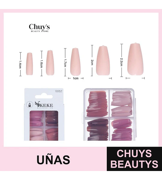 Uñas Tips de Colores 96 Piezas