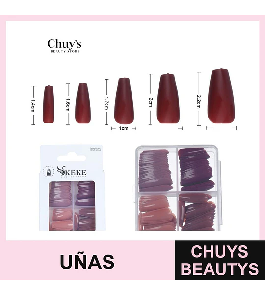 Uñas Tips de Colores 96 Piezas