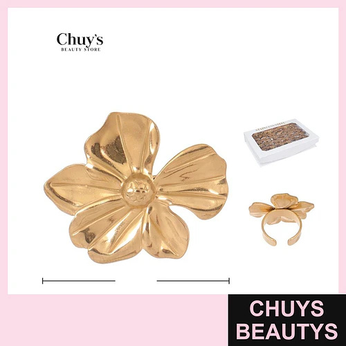 Anillo Flor Metálico Dorado - Chuys Beautys | Chuys Beautys