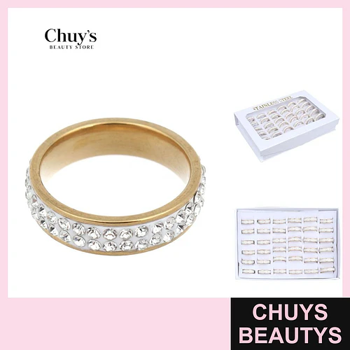 Anillo Acero Inoxidable con Cristales - Chuys Beautys | Chuys Beautys