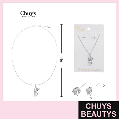 Collar con Pendientes Aleación Acero Inoxidable y Circonita - Chuys Beautys | Chuys Beautys