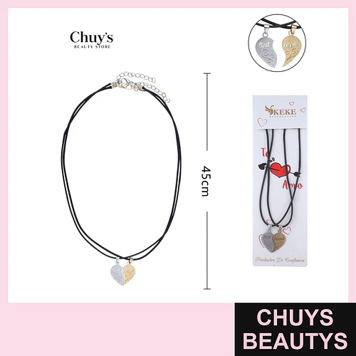 Collar Parejas Acero Inoxidable y Cordón - Chuys Beautys | Chuys Beautys