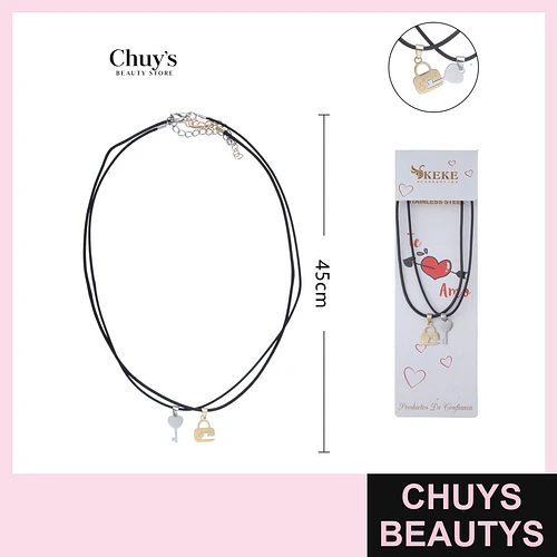 Collar Parejas Acero Inoxidable y Cordón - Chuys Beautys | Chuys Beautys