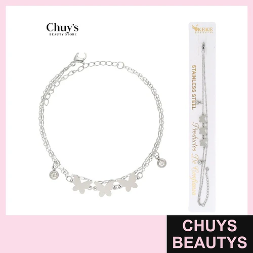 Pulsera de acero inoxidable con mariposas - Chuys Beautys | Chuys Beautys