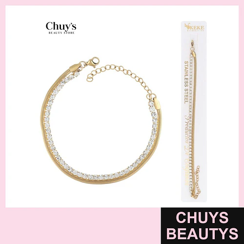 Pulsera de acero inoxidable con cristales - Chuys Beautys | Chuys Beautys