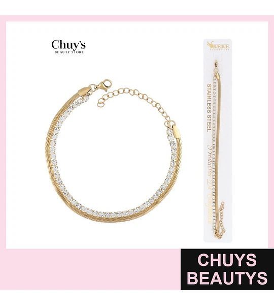 Pulsera de acero inoxidable con cristales