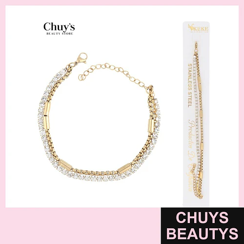 Pulsera de acero inoxidable con cristales - Chuys Beautys | Chuys Beautys