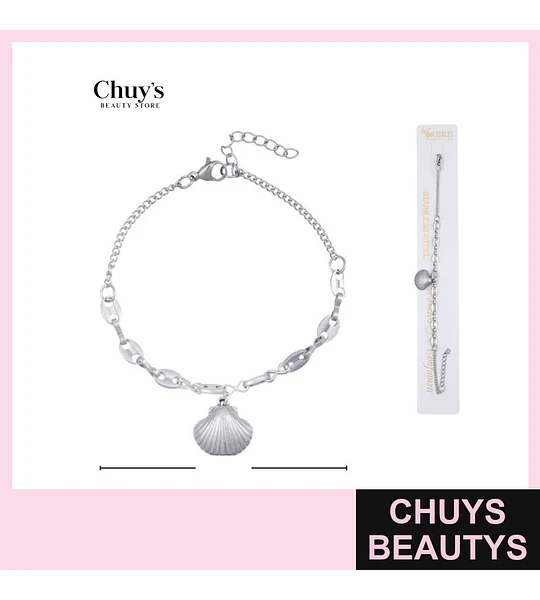 Pulsera de acero inoxidable con concha