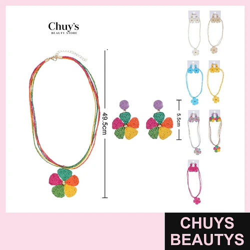 Pendientes artesanales y collar colorido - Chuys Beautys | Chuys Beautys